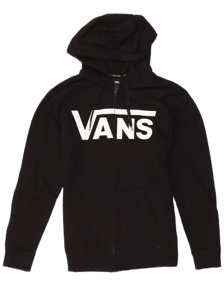 Felpa con cappuccio e zip grafica da uomo di Vans in cotone nero medio