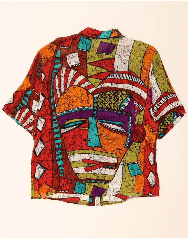 Camicetta da donna VINTAGE UK 16 Grande geometrica multicolore