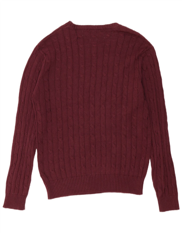 Maglione da uomo girocollo French Connection in cotone bordeaux medio