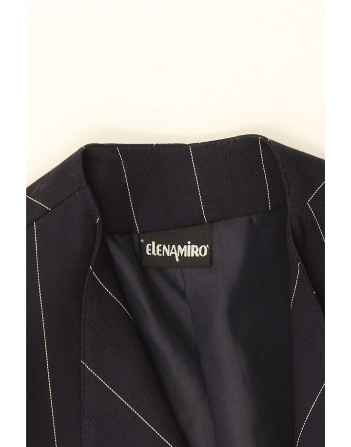 ELENA MIRO Giacca blazer da donna a 2 bottoni UK 18 XL Lana a righe blu navy