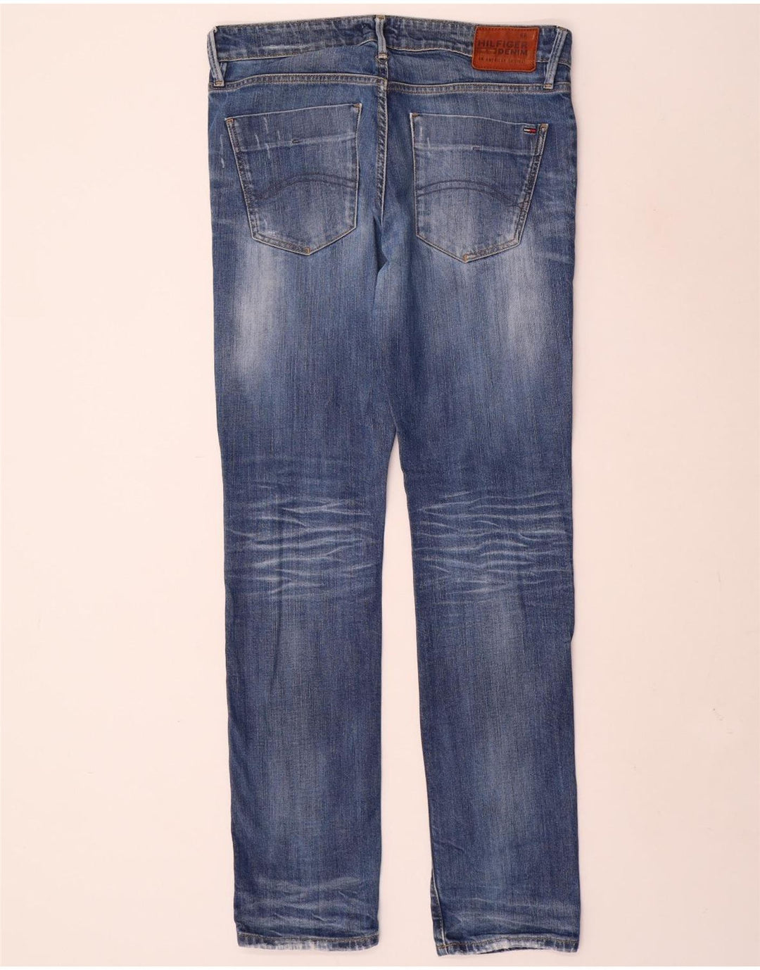 TOMMY HILFIGER Jeans slim effetto consumato da uomo W32 L34 cotone blu