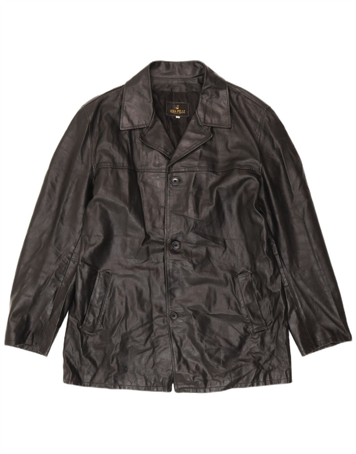 Giacca in Pelle Uomo VINTAGE IT 52 XL Pelle Nera