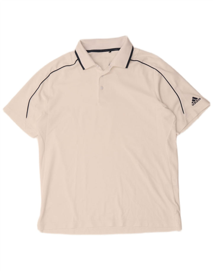Polo Adidas da uomo grande in poliestere bianco