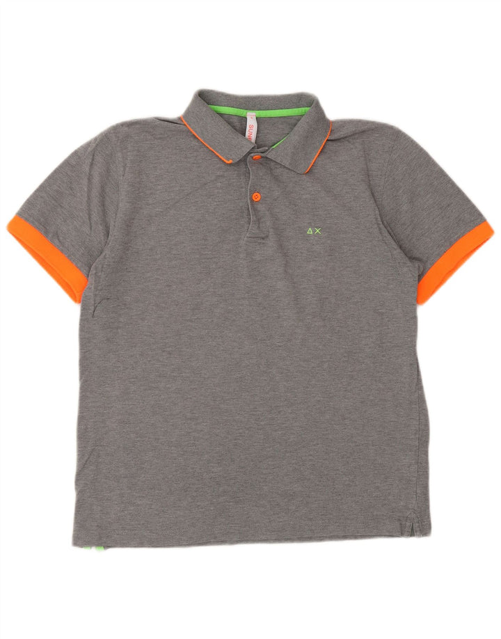 Polo da uomo SUN68 in cotone grigio medio
