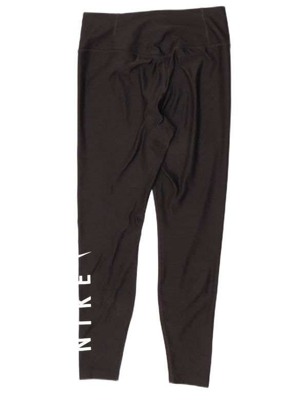 Leggings grafici Nike Dri Fit da donna UK 14 poliestere nero medio