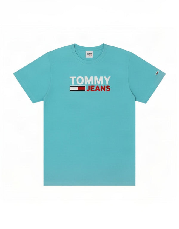 T-shirt grafica da uomo Tommy Hilfiger Top piccola in cotone blu