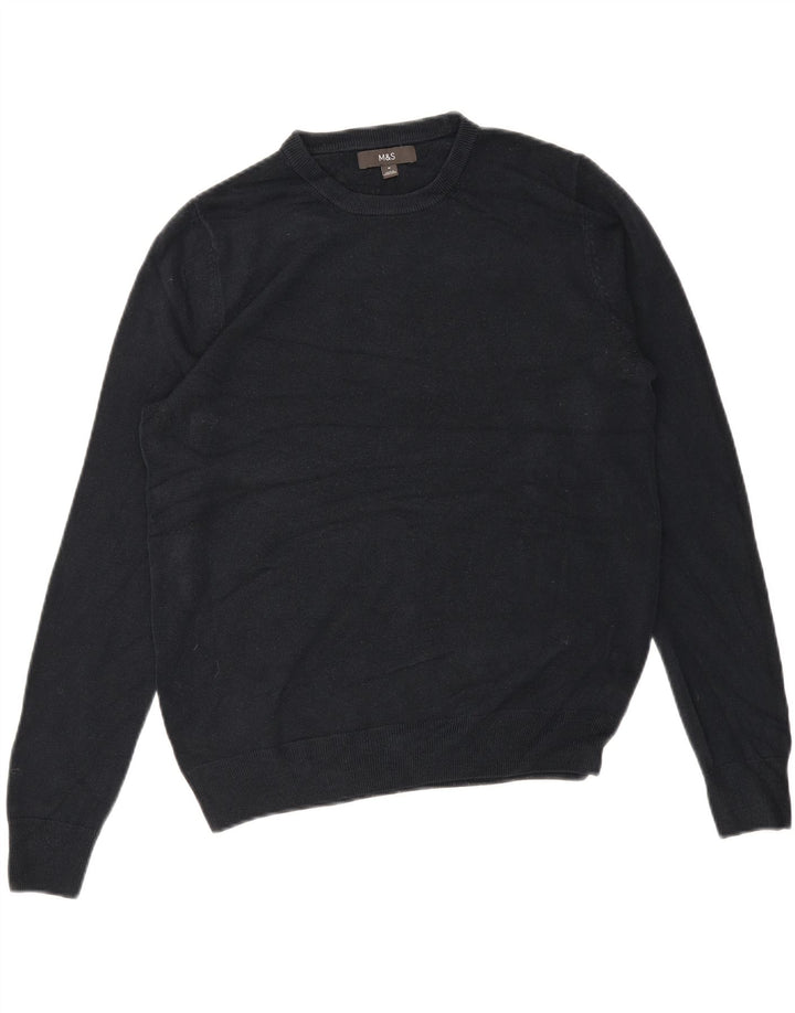 MARKS & SPENCER Maglione maglione girocollo da uomo medio blu navy acrilico