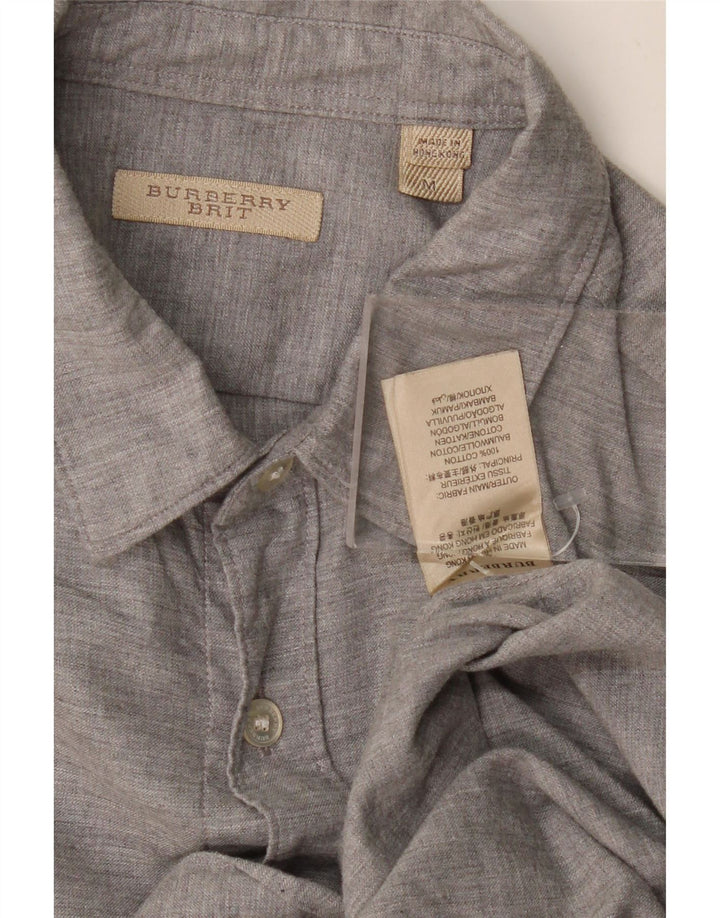 BURBERRY Camicia BRIT da uomo in cotone grigio medio