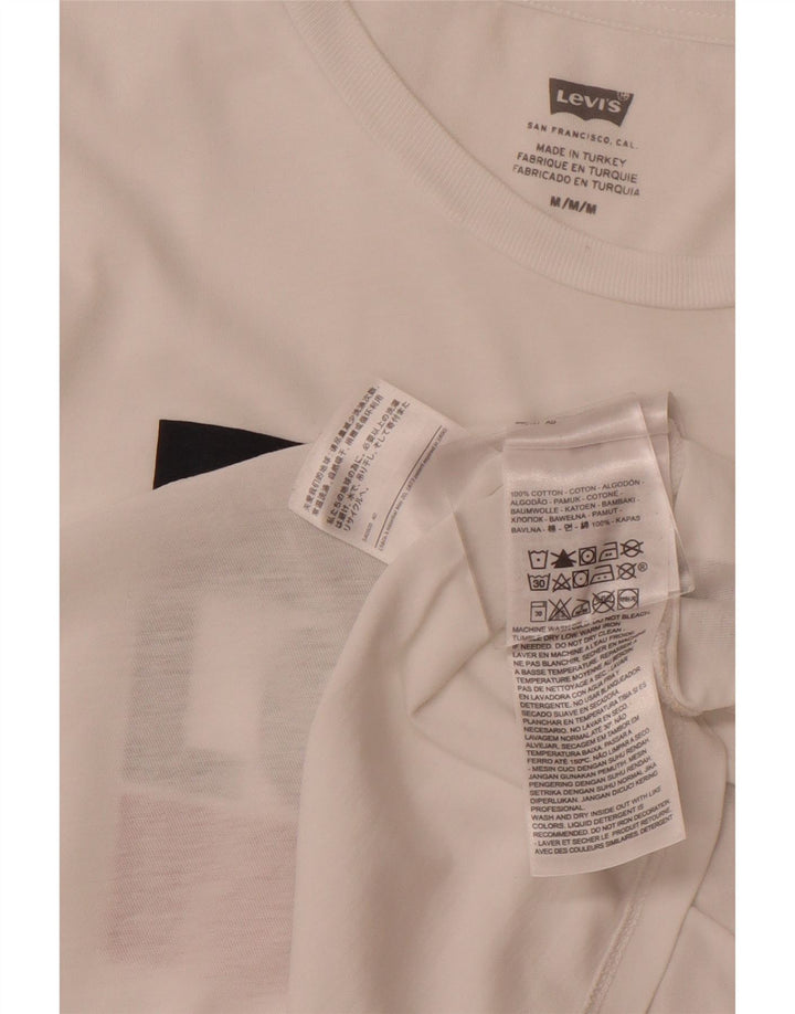 T-shirt grafica da donna LEVI'S Top UK 12 cotone bianco medio
