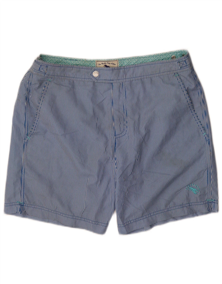 Pantaloncini da bagno da uomo Ted Baker, poliestere gessato blu medio
