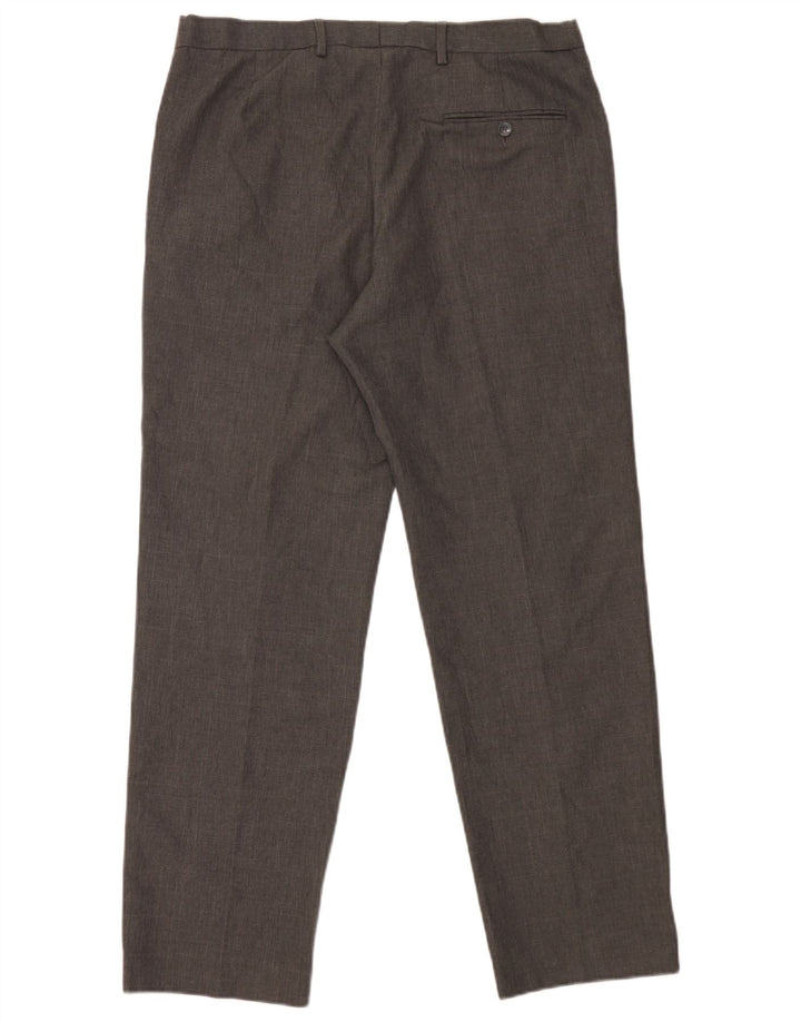 Pantaloni da abito regolari affusolati da uomo Marks & Spencer W36 L31 poliestere grigio
