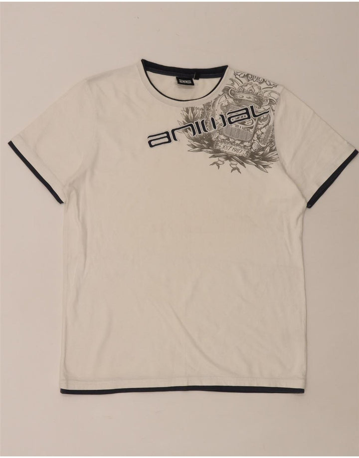 T-shirt grafica da uomo ANIMAL Top in cotone floreale bianco medio