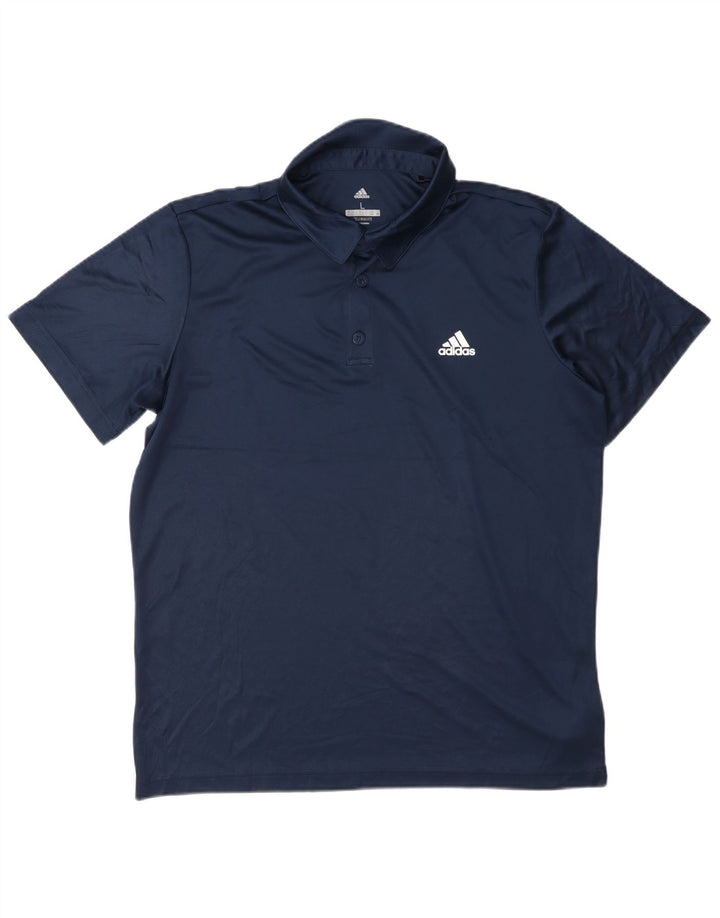 Polo Adidas Climalite da uomo grande in poliestere blu navy