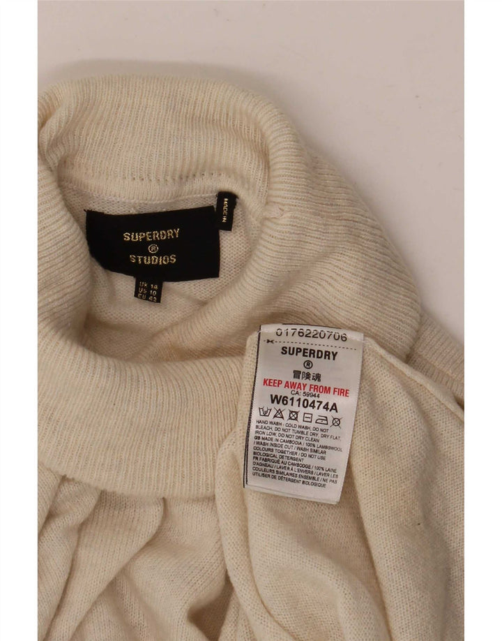 Maglione maglione oversize da donna con collo alto Superdry UK 14 Large Beige Lana