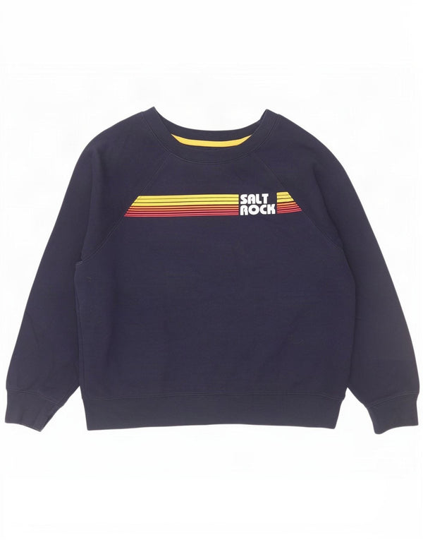 Felpa grafica da donna Saltrock Maglione UK 12 Medio Blu Navy Cotone