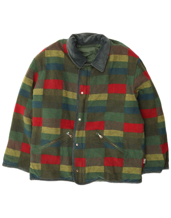 Giacca reversibile da uomo vintage UK 44 2XL a quadri verdi