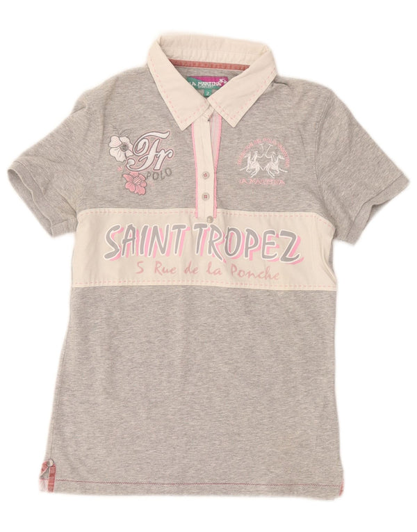 Polo grafica da donna La Martina UK 10 Small Cotone color block grigio