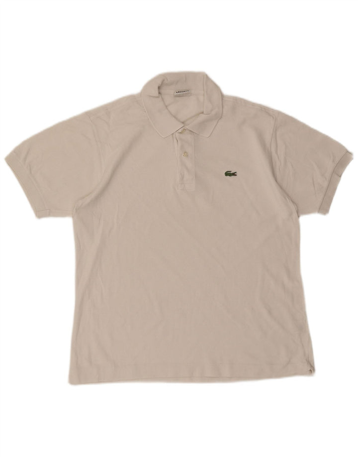 LACOSTE Mens Polo Shirt Size 4 Medium White Cotton