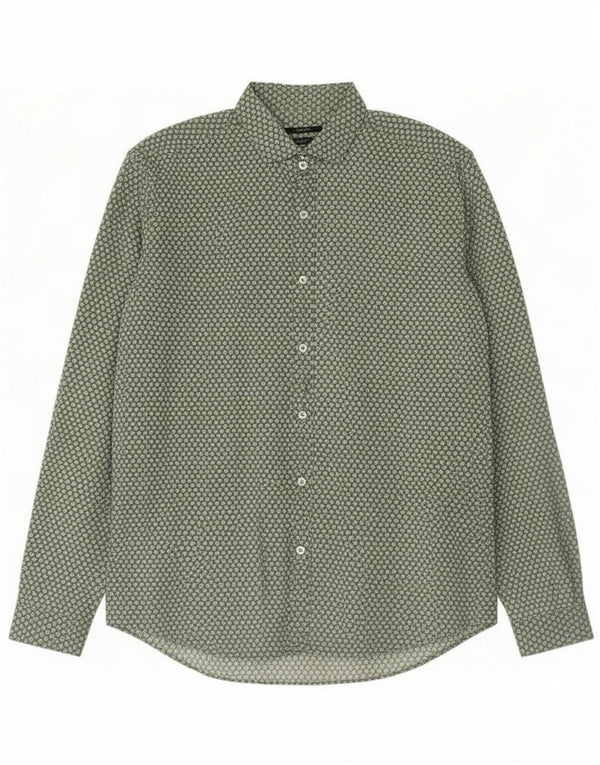 Liu Jo Mens Slim Fit Shirt Size 43 Large Green Floral