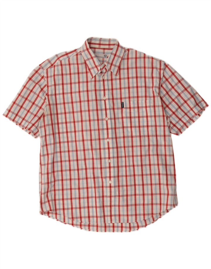 Camicia da uomo a maniche corte Sergio Tacchini 2XL in cotone a quadri multicolore