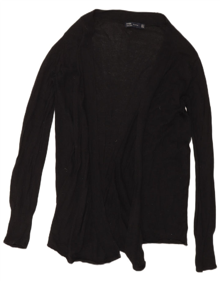 Maglione cardigan aperto da donna Zara UK 12 cotone nero medio
