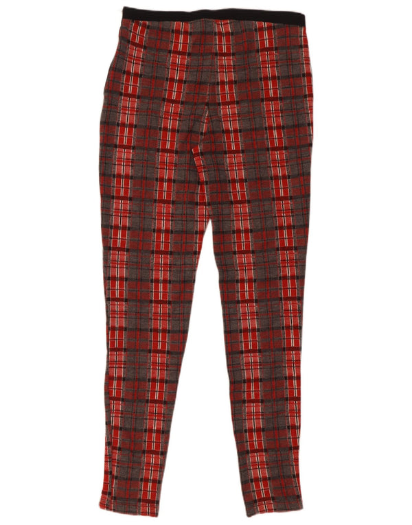 Pantaloni casual skinny da donna Topshop UK 12 medi W28 L29 quadri rossi