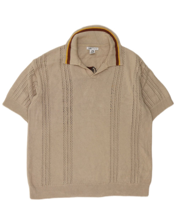 Zara Maglione da uomo con collo a polo grafico Inigo Studio Beige medio