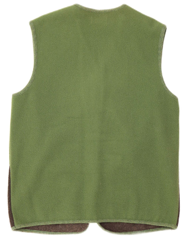 Maglione cardigan senza maniche vintage da donna UK 12 Colorblock verde medio