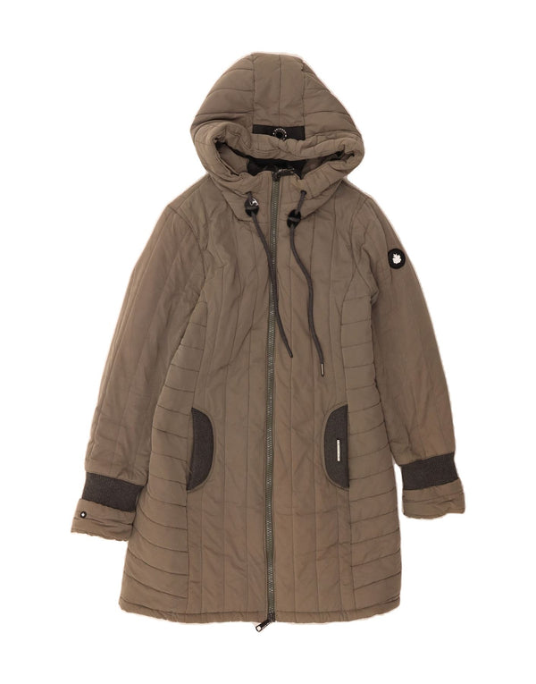 KHUJO Womens Hooded Padded Coat UK 16 Large Grey Polyester