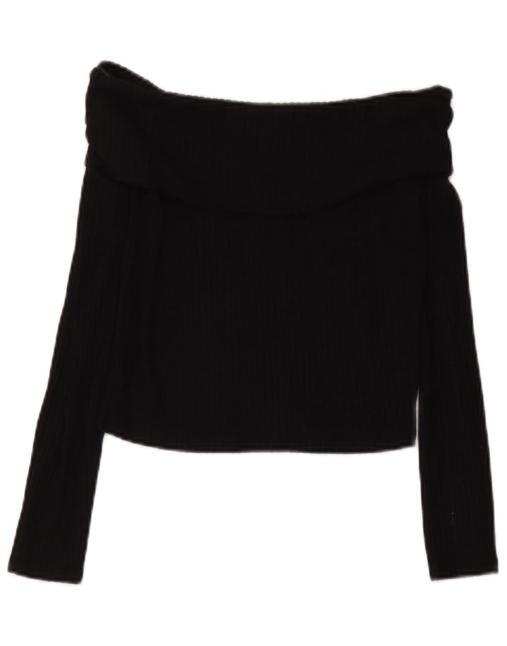 Top corto per ragazze Marks & Spencer con spalle scoperte 13-14 anni in viscosa nera