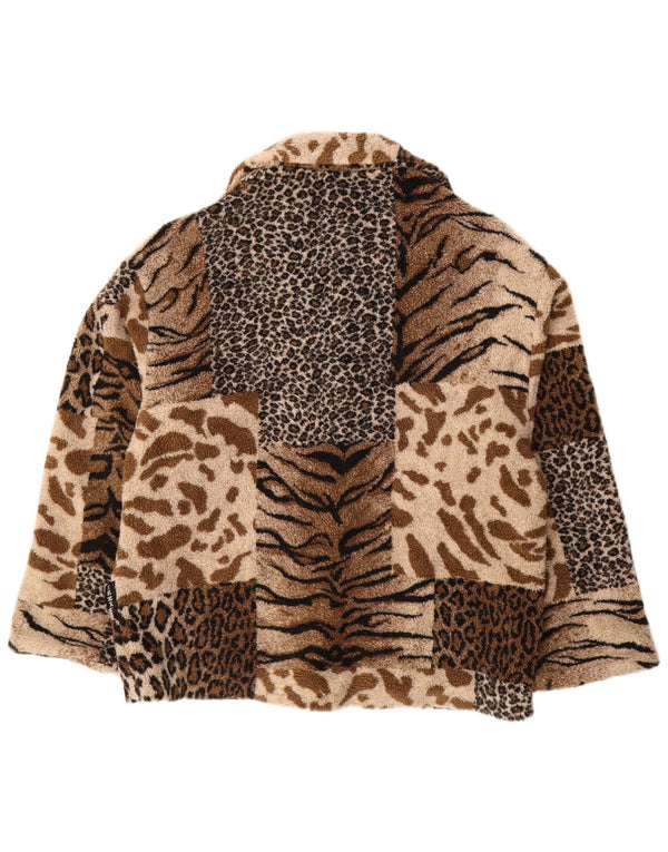 Giacca in pile oversize da donna IZZI UK 10 Acrilico con stampa animalier marrone piccolo