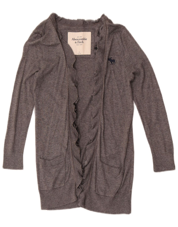 Maglione cardigan lungo da donna Abercrombie & Fitch UK 8 piccolo grigio