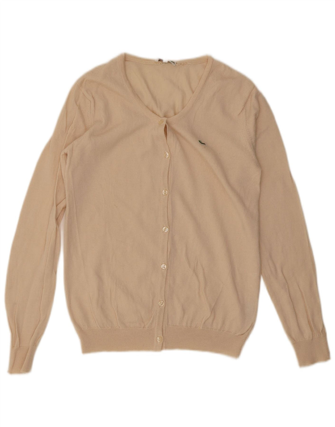Maglione cardigan da donna Lacoste taglia 42 grande lana vergine beige