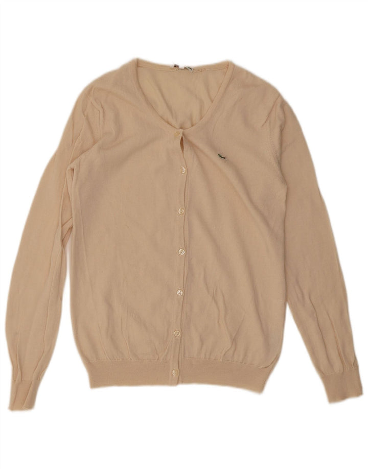 Maglione cardigan da donna Lacoste taglia 42 grande lana vergine beige