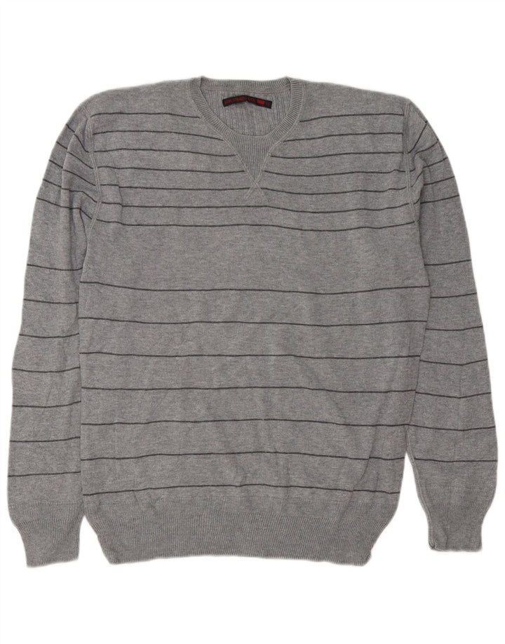 Maglione maglione girocollo da uomo Levi's in cotone a righe grigio medio