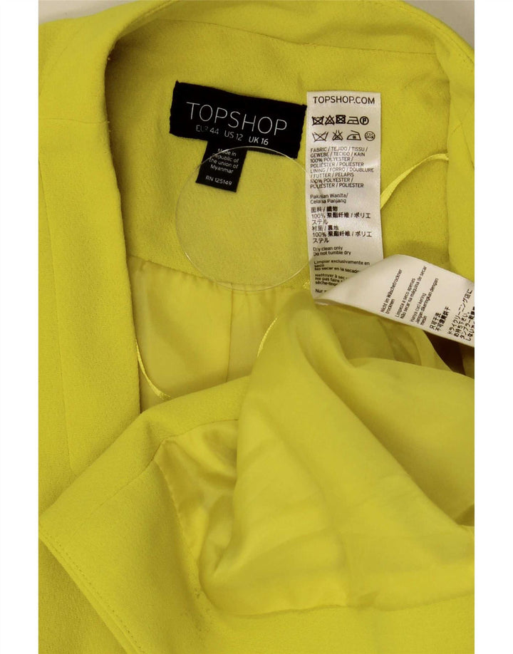 Giacca Bolero aperta da donna Topshop UK 16 grande poliestere giallo