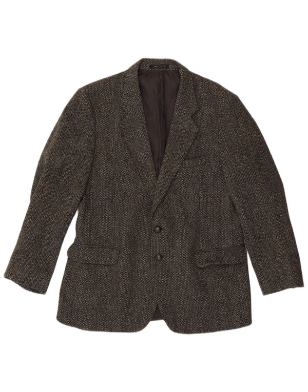 Giacca blazer a 2 bottoni da uomo Harris Tweed UK 42 XL lana screziata grigia
