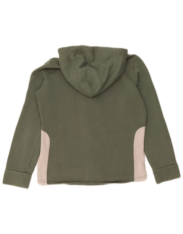 Felpa con cappuccio e zip da donna Puma UK 10 Small Verde Colorblock in cotone