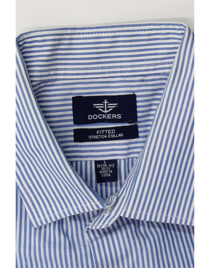 Camicia da uomo Dockers taglia 16 1/2 grande gessato blu