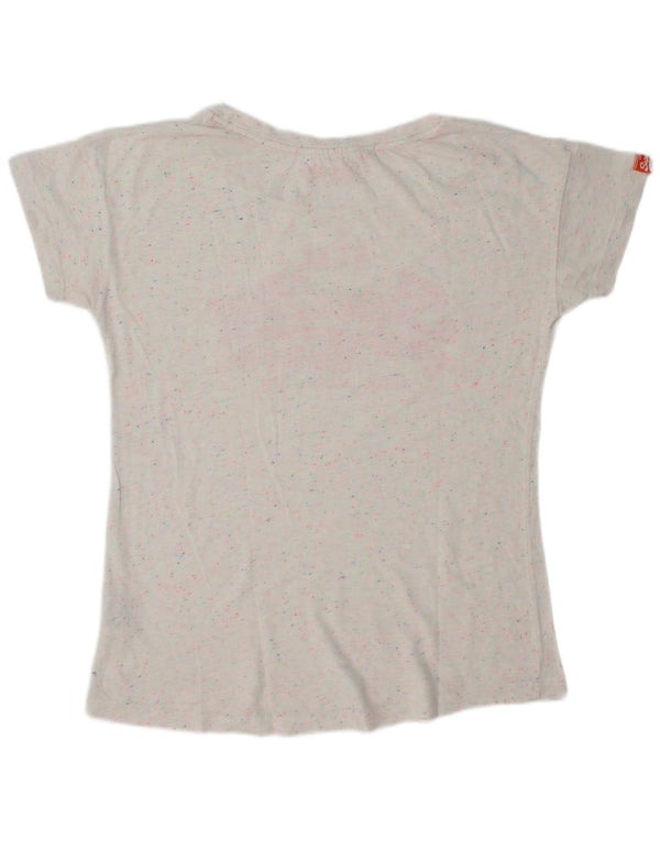 T-shirt grafica da donna SUPERDRY Top UK 14 Cotone screziato bianco sporco medio