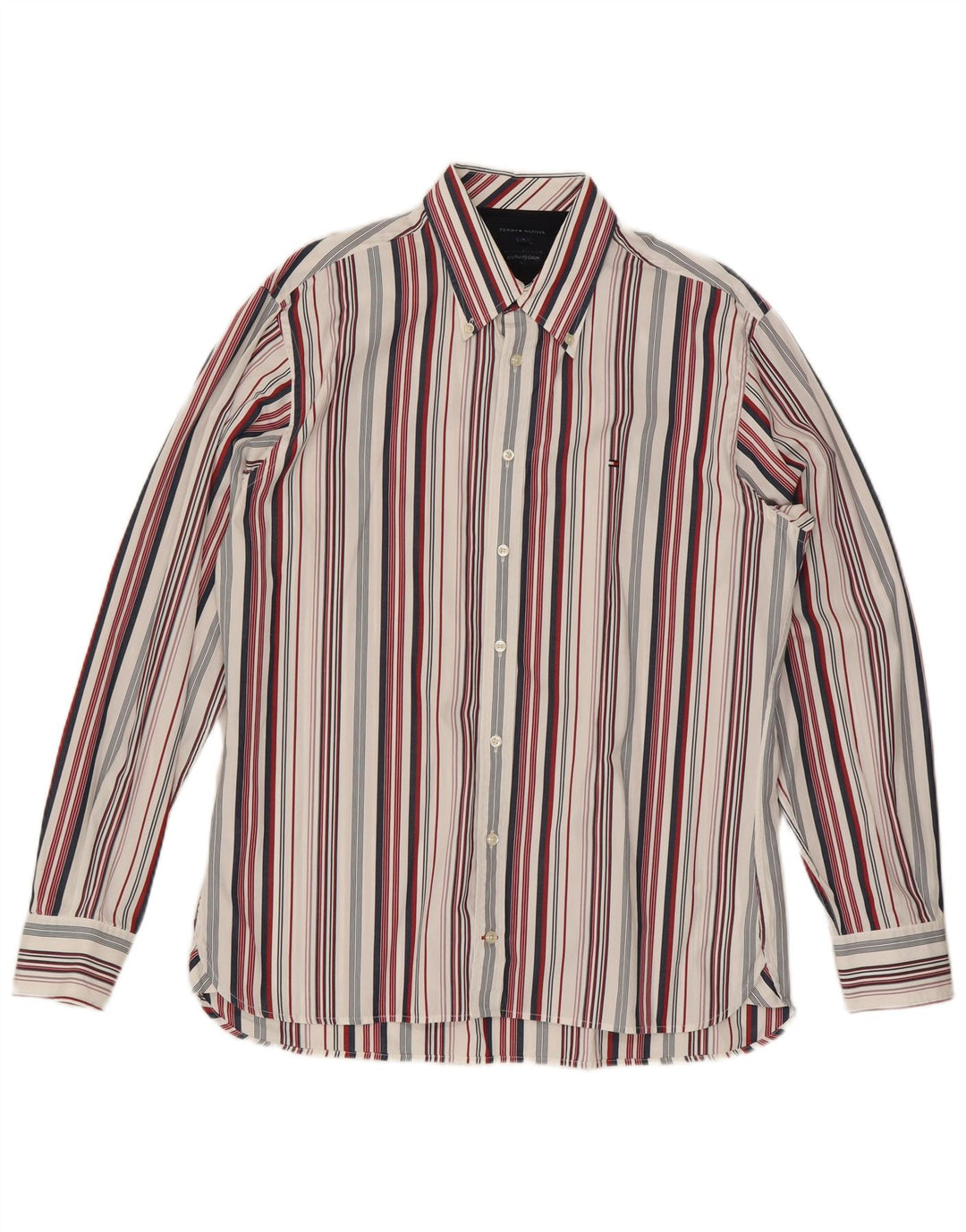 Camicia da uomo Tommy Hilfiger grande in cotone a righe multicolori