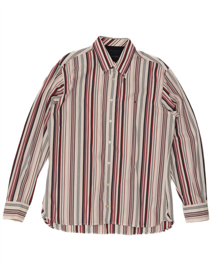 Camicia da uomo Tommy Hilfiger grande in cotone a righe multicolori