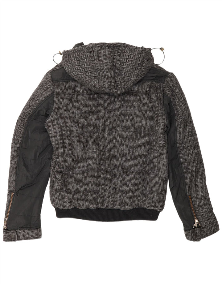 Giacca imbottita con cappuccio da uomo X-Cape UK 42 XL Lana vergine a spina di pesce grigia