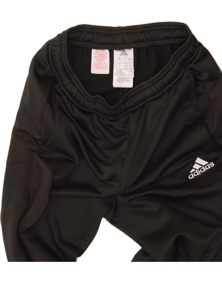 ADIDAS Girls Tracksuit Trousers 13-14 Years Black Polyester Vintage Adidas and Second-Hand Adidas from Messina Hembry 