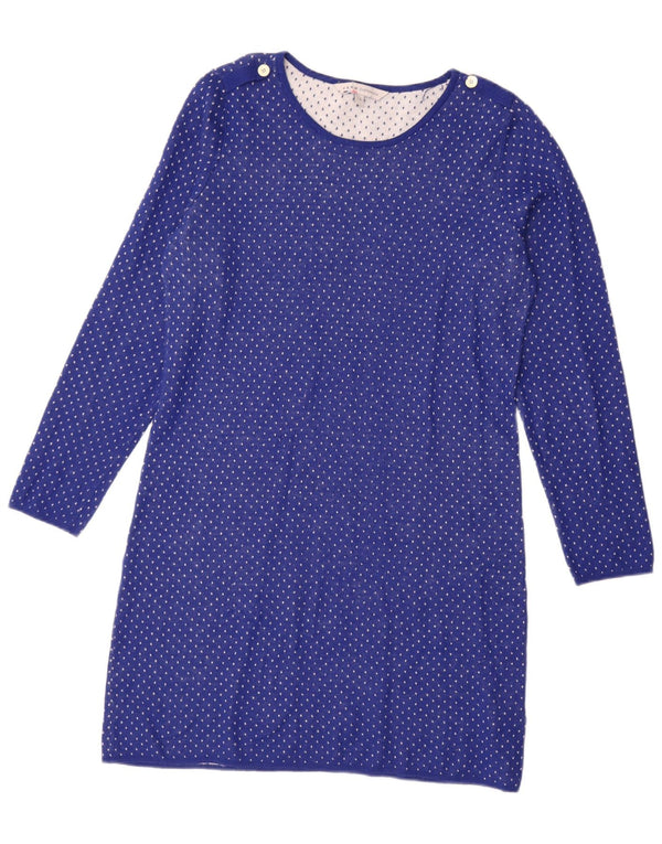 Crew Clothing Abito maglione da donna a maniche lunghe UK 14 Grande blu maculato