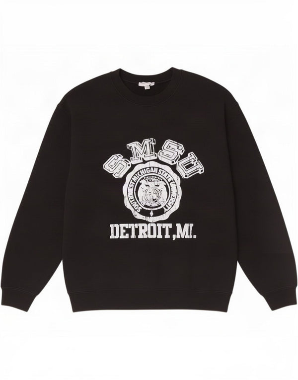 Topshop Felpa con grafica da donna Maglione UK 14 Medio Nero