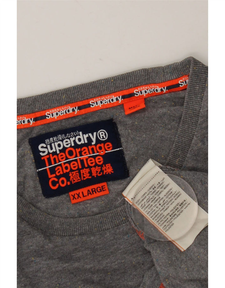 T-shirt da uomo Superdry Top 2XL cotone chiazzato grigio