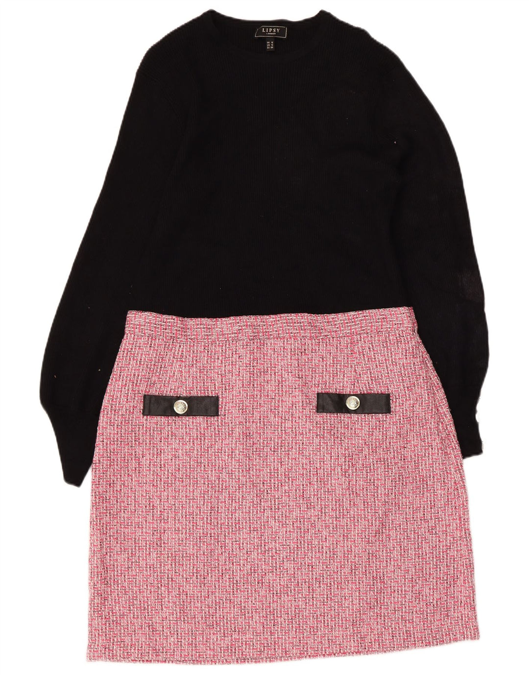 Abito basic da donna a maniche lunghe Lipsy UK 16 Large Pink Colourblock Rayon