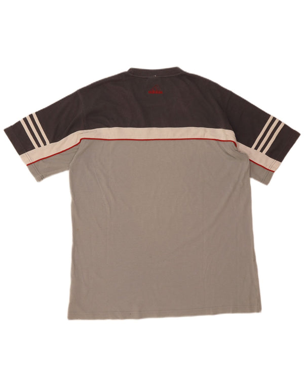 T-shirt da uomo Adidas Top UK 42/44 grande cotone color block grigio