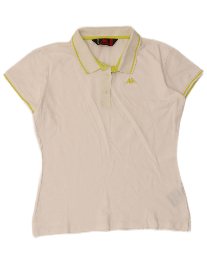 Polo Kappa da donna UK 14 grande cotone bianco